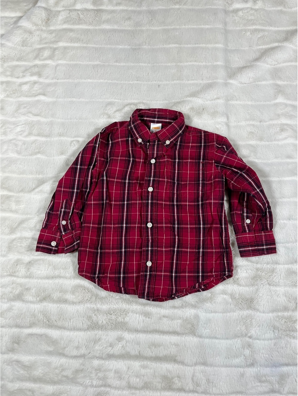 Gymboree Unisex Boys Girls Toddler 2T Red Black Plaid Fall Winter Button Shirt